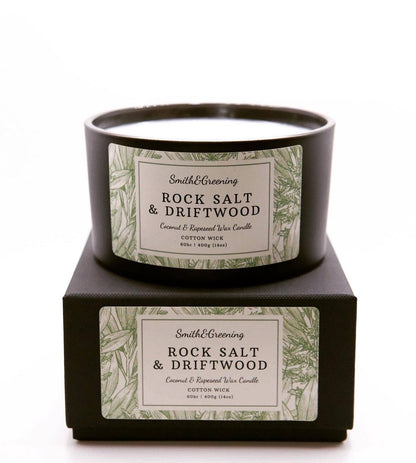 Rock Salt & Driftwood Candle: Medium - by Smith & Greening