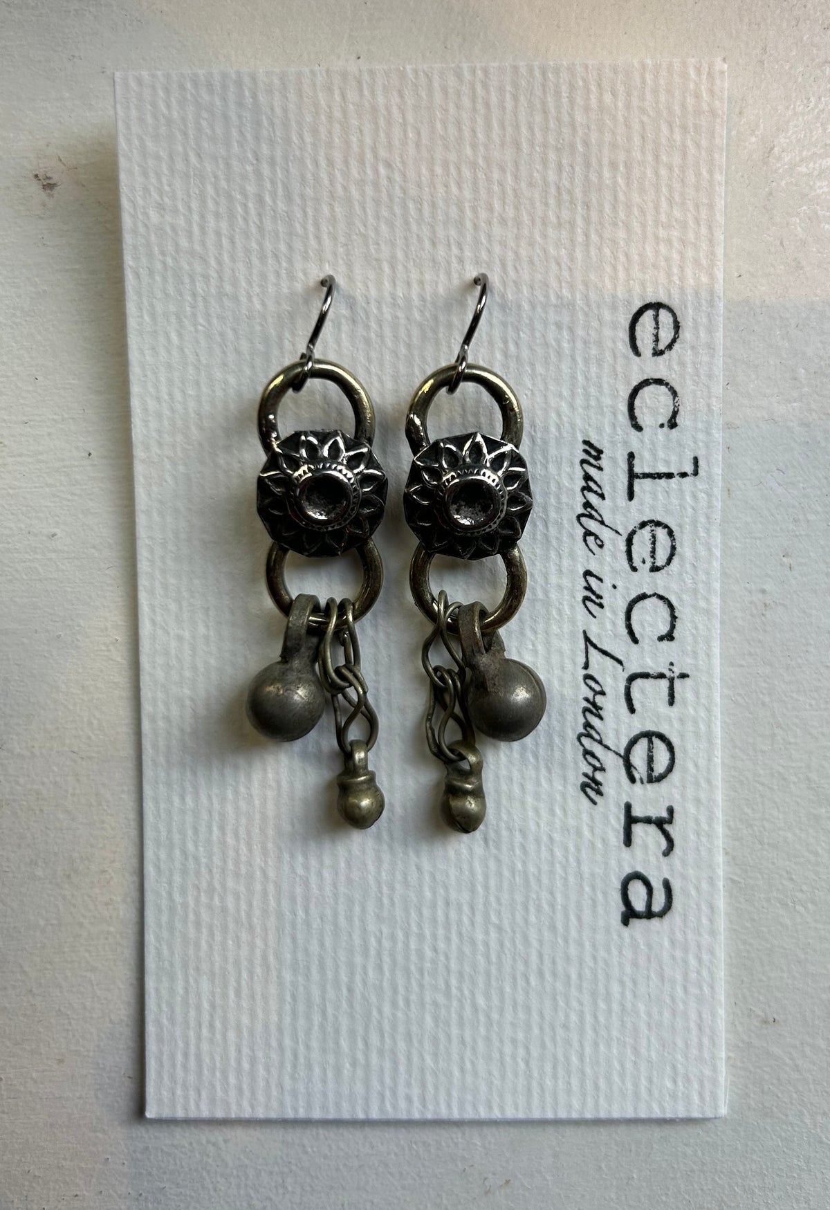 Afghan Earrings by eclectera -Flower disk