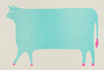 Riso Greetings Card - Cow - by Strangford