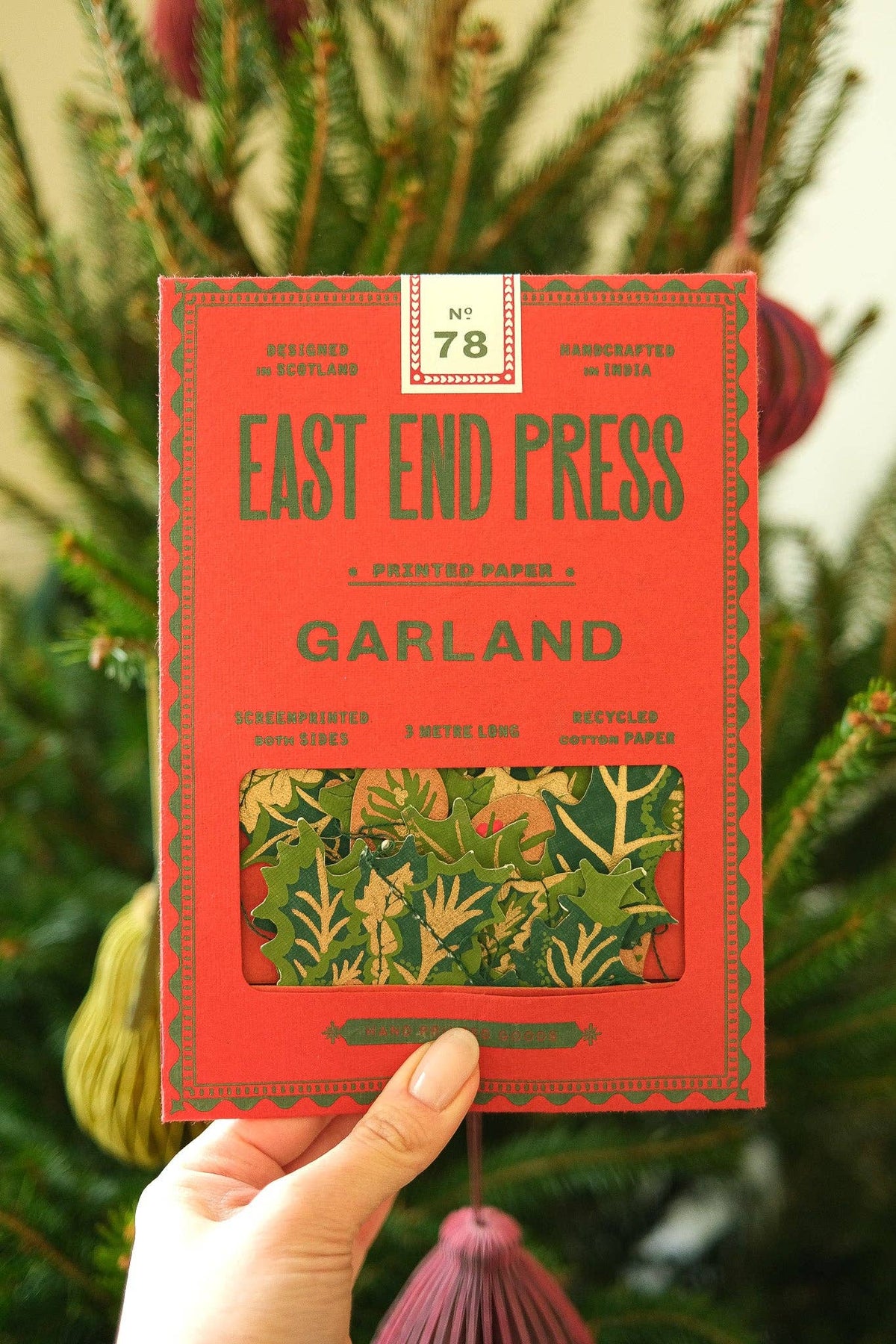 East End Press - UK/EU: Holly and Ivy Sewn Garland