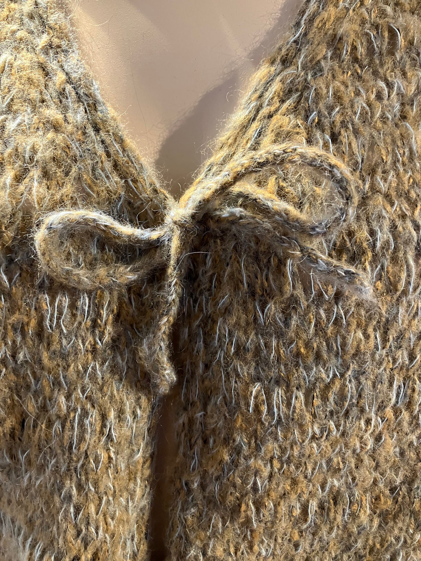 Olive Marl Alpaca, Mohair And Merino Handmade Cardigan by 12.5MM