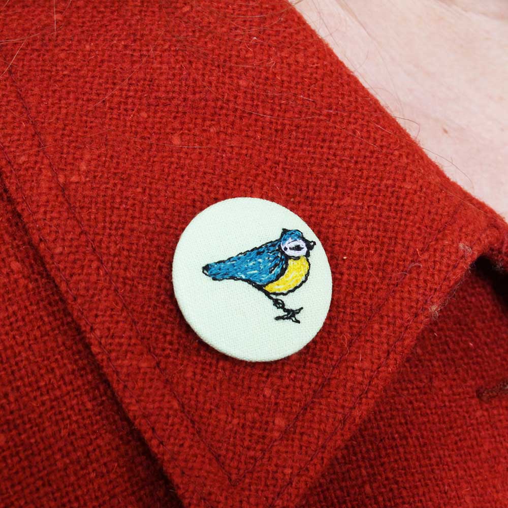 Pretty Bluetit Brooch - by Poppy Treffry