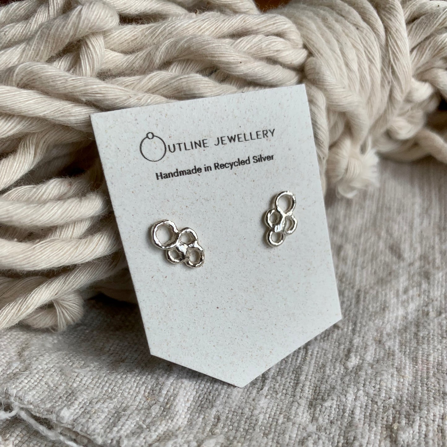 Seafoam Filigree Stud Earrings - Silver- Medium by Outline Jewellery