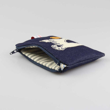 Cat embroidered purse - by Poppy Treffry