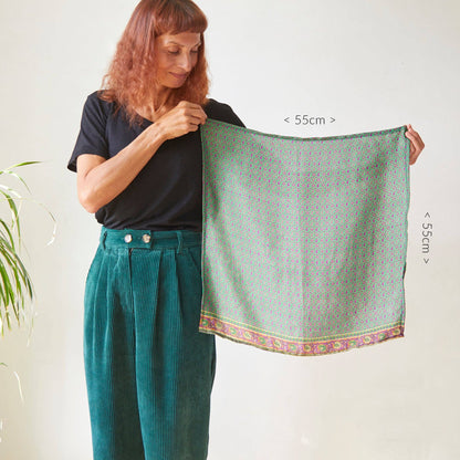 AURA QUE - MOHINI Recycled Sari Fabric Scarf Square 55cm