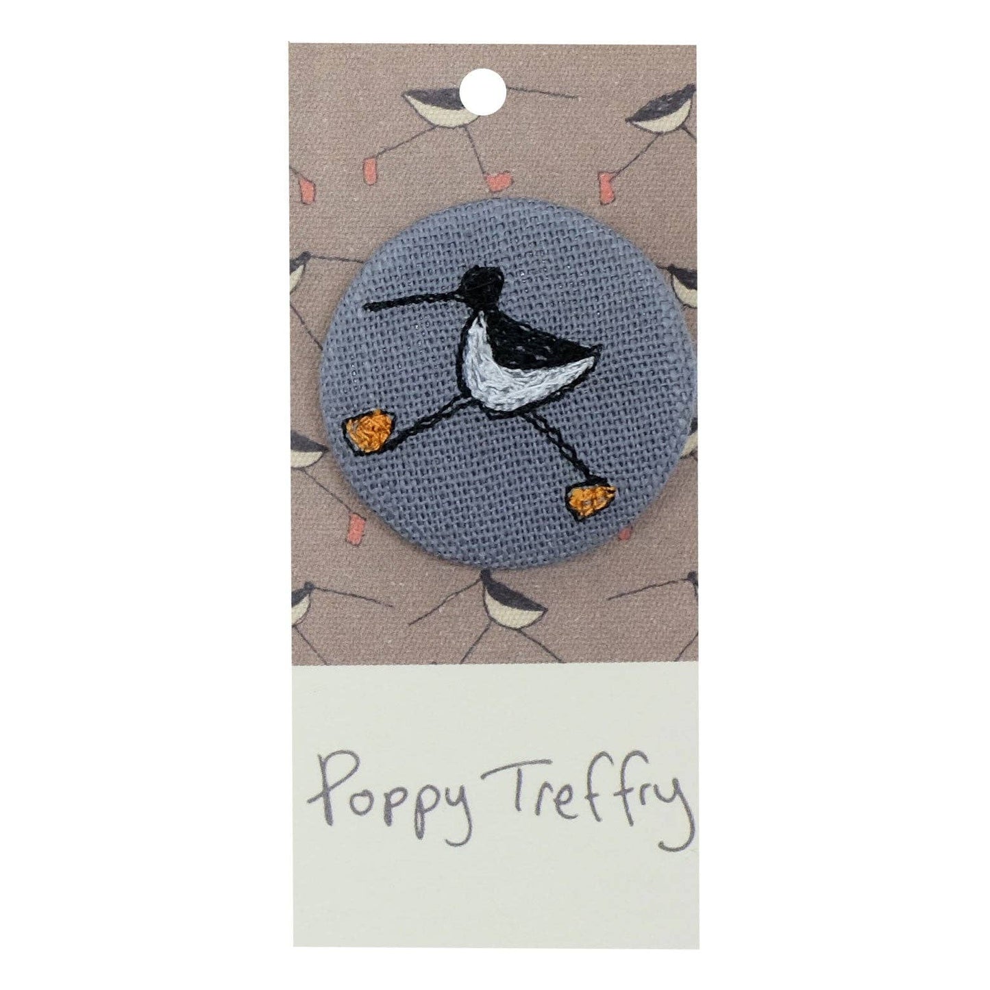 Oyster catcher - pretty brooch - by Poppy Treffry