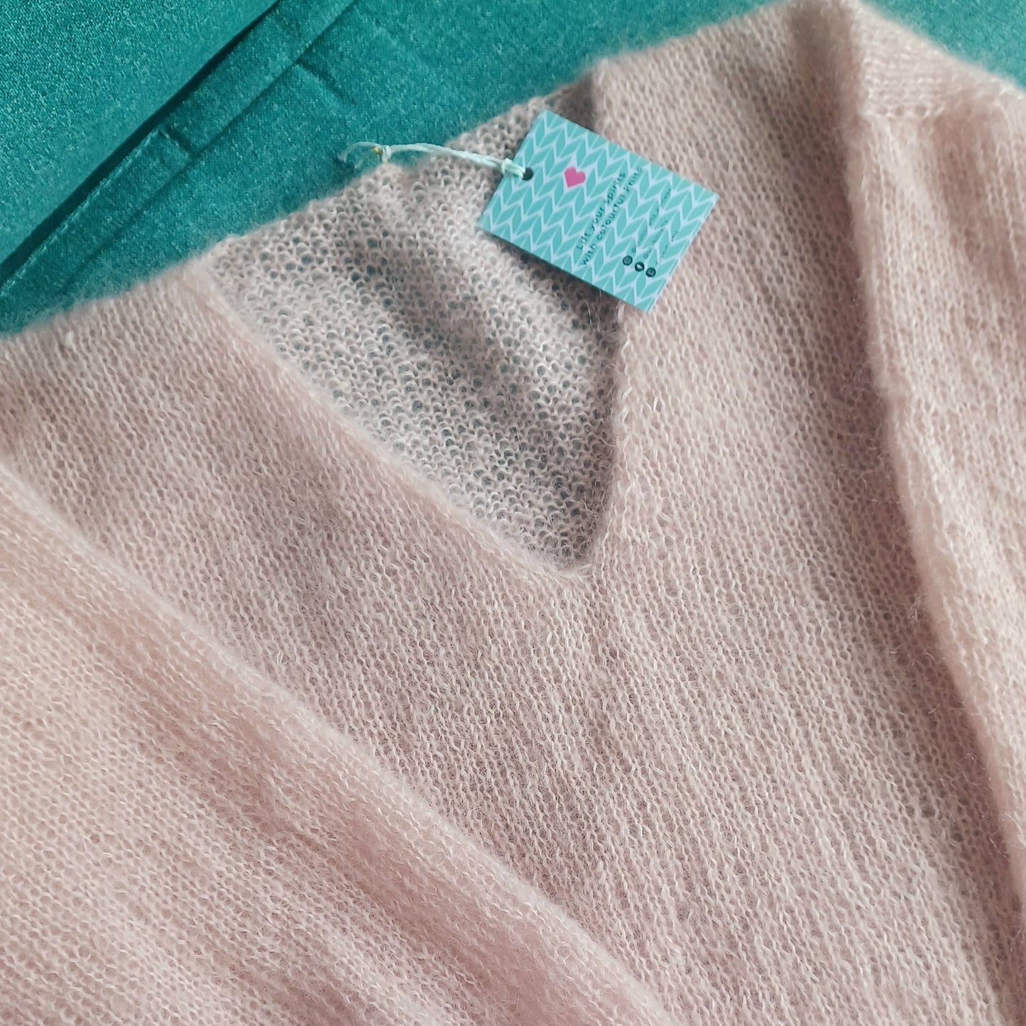 Cloudette Mohair Silk V Neck Jumper - Light Pink by Szubi Crafts