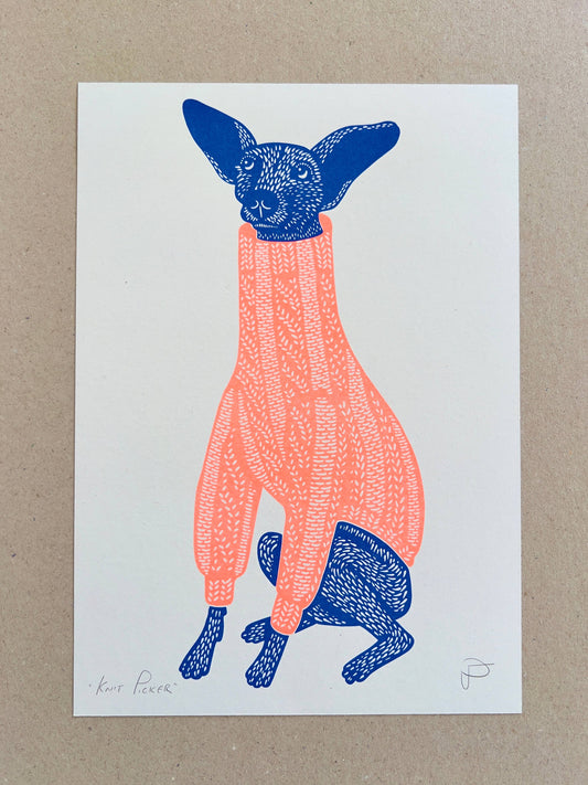 Knit Picker - A4 Size Print - by Strangford