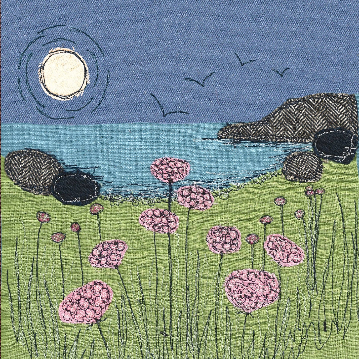 Sea Pinks Greetings Card - by Poppy Treffry