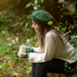 AURA QUE Cable Handknit Wool Jersey Lined Beret Hat