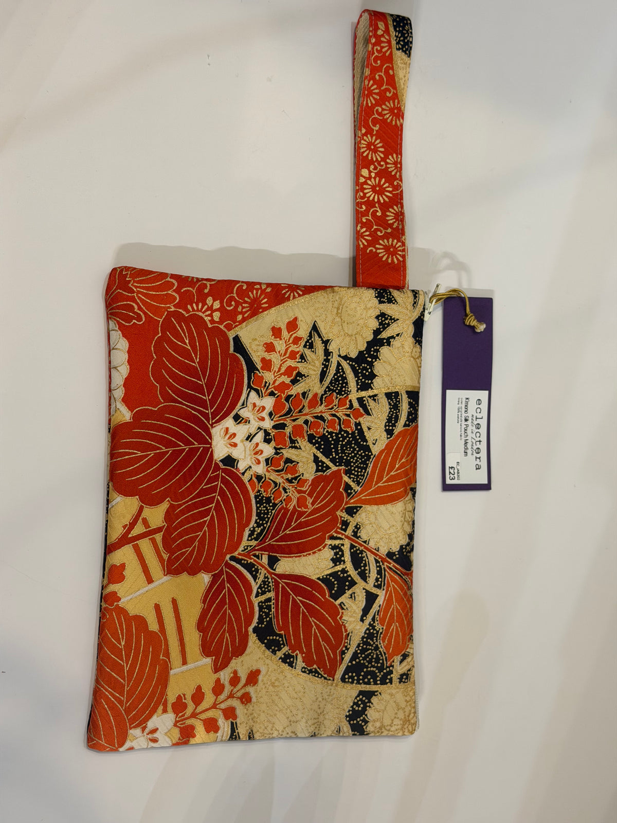 Kimono Silk Pouch Medium by Eclectera-Orange, gold