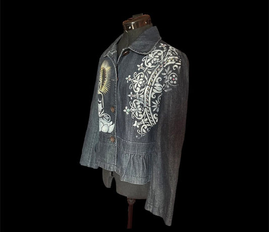 Diane Goldie Buddha Peplum Denim Jacket (Upcycled)