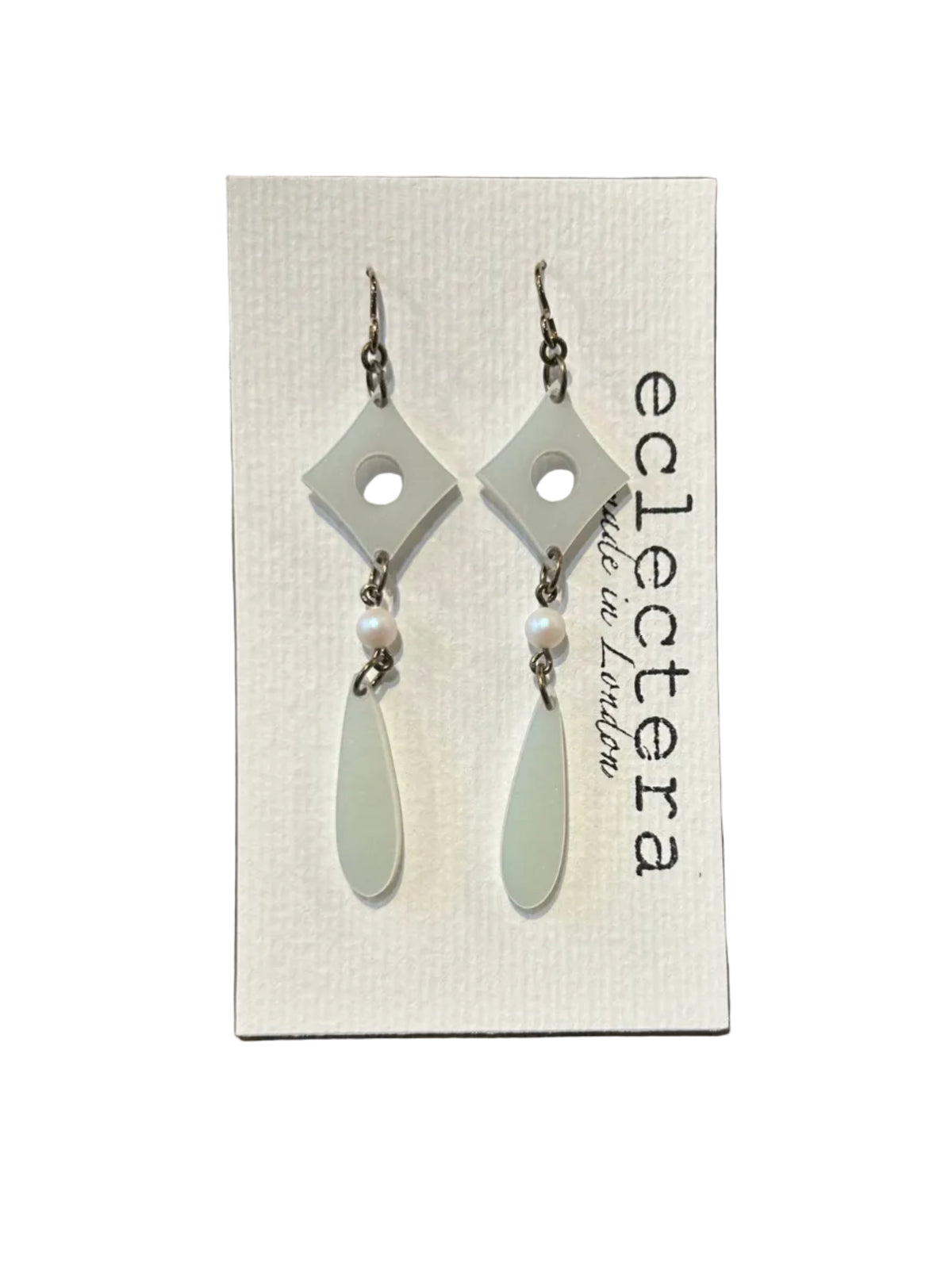 Ada Earrings by eclectera - Geometric recycled acrylic and pearl