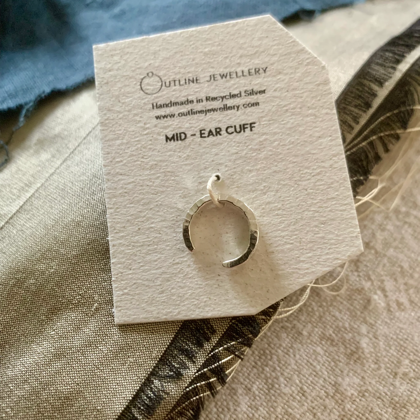 Medium Rustic Textured Earcuff - Silver by Outline Jewellery