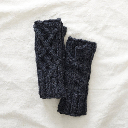 RAJA Cable Knit Wool Lined Wristwarmer Gloves by Aura Que