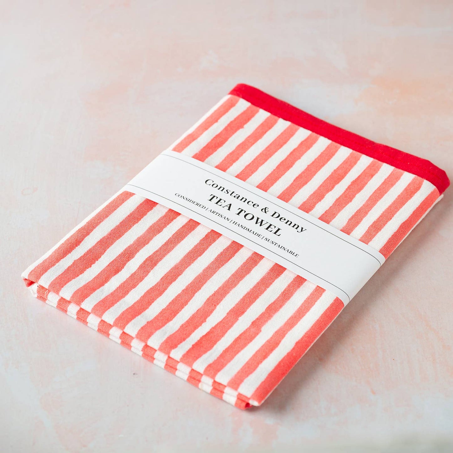 Constance & Denny - STRIPE CHERRY PINK tea towel