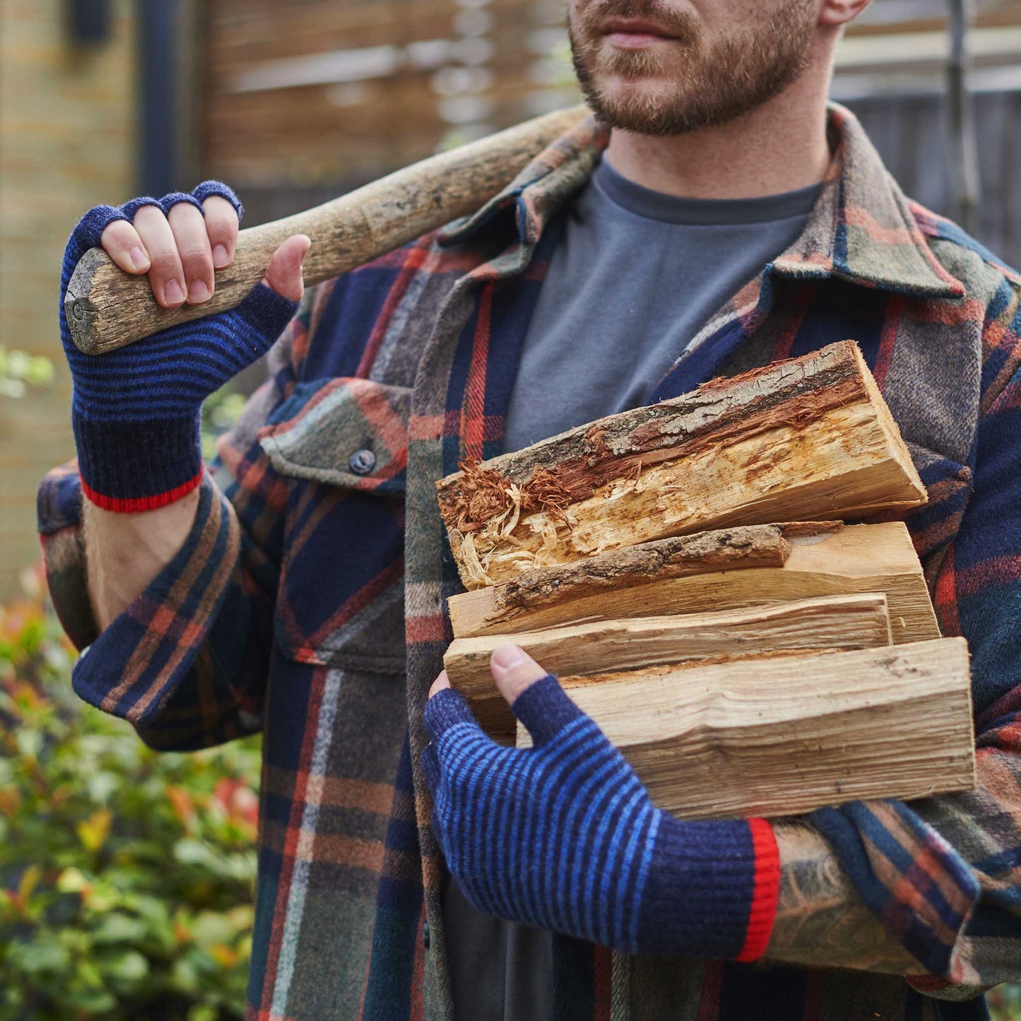 Unisex Lambswool Fingerless Gloves - Rust - by Catherine Tough