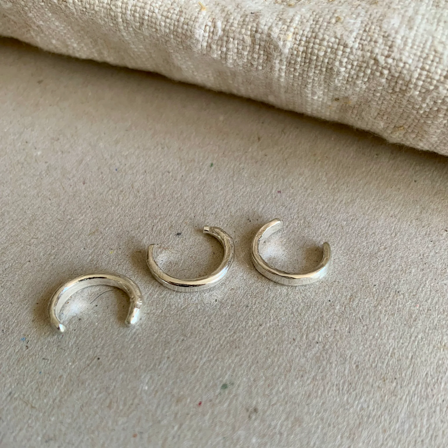 Hammer Textured Tapered Earcuff - Silver by Outline Jewellery