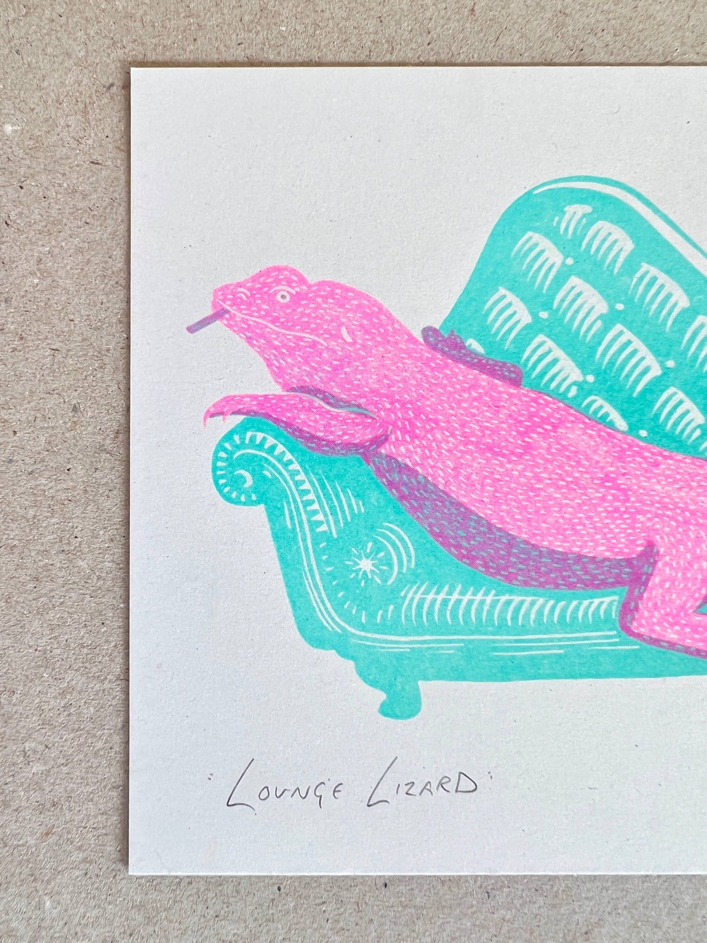 'Lounge Lizard' - A5 Riso Print - by Strangford