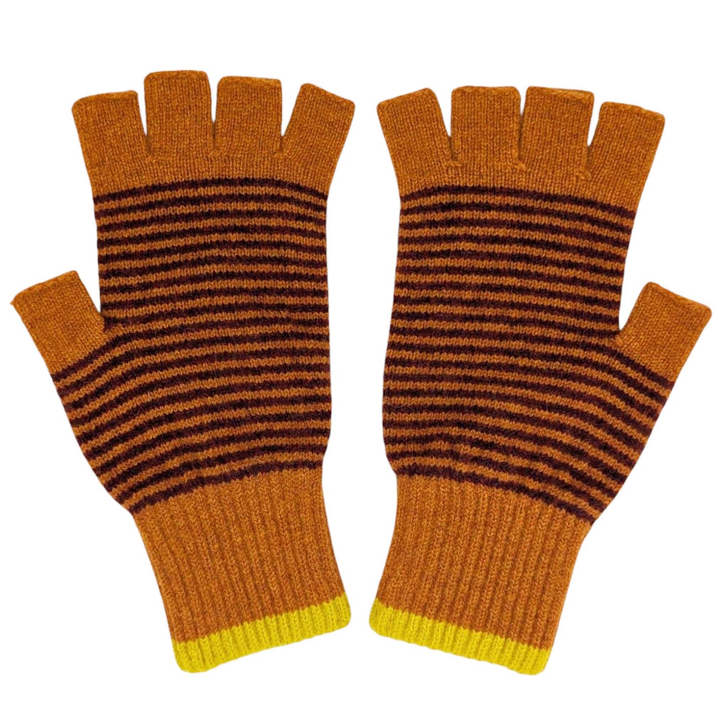 Unisex Lambswool Fingerless Gloves - Rust - by Catherine Tough
