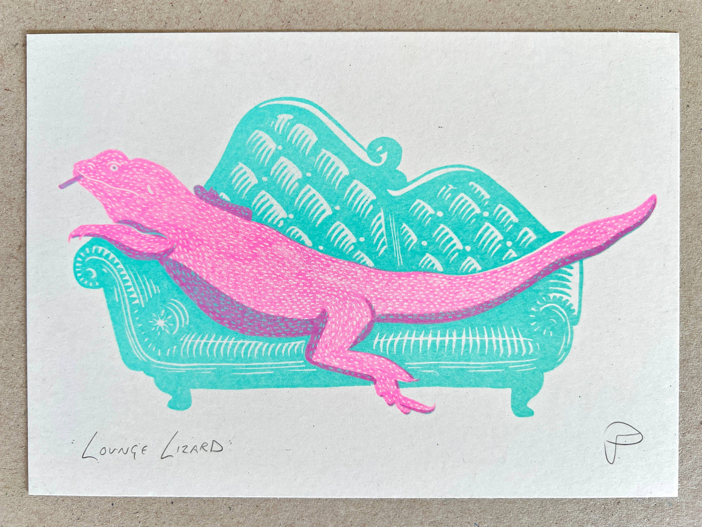 'Lounge Lizard' - A5 Riso Print - by Strangford
