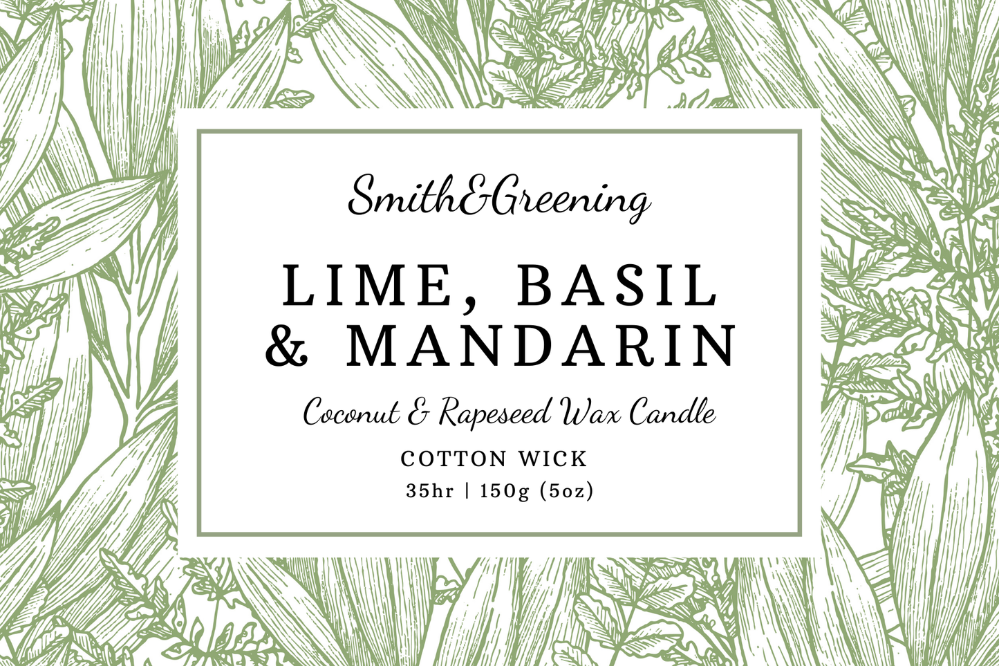Lime, Basil & Mandarin Candle: Small - by Smith & Greening