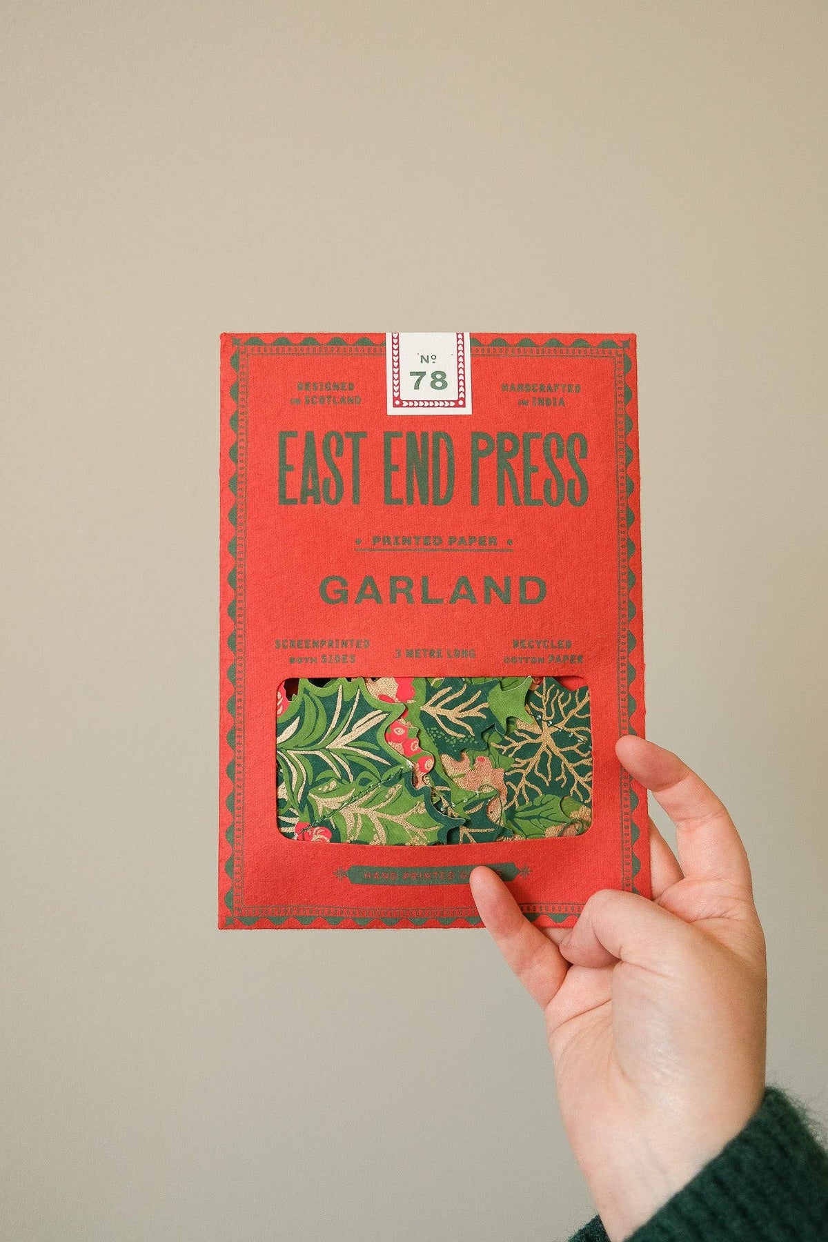 East End Press - UK/EU: Holly and Ivy Sewn Garland