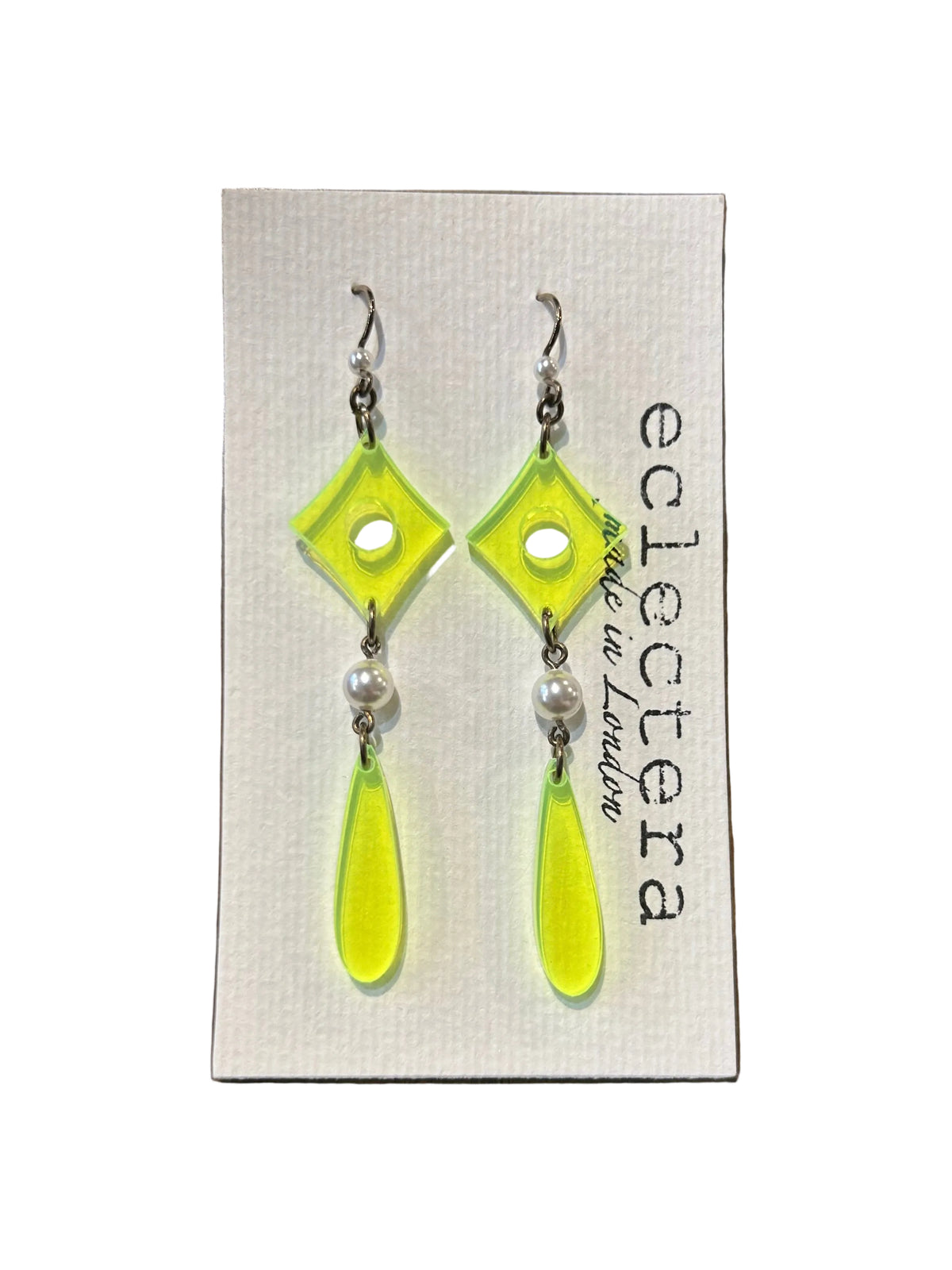 Ada Earrings by eclectera - Geometric recycled acrylic and pearl
