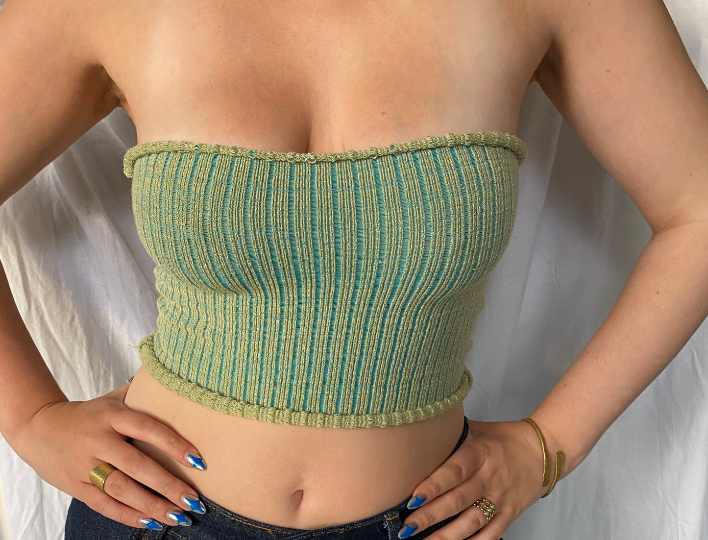 Green Knitted Bandeau by Anais Miller