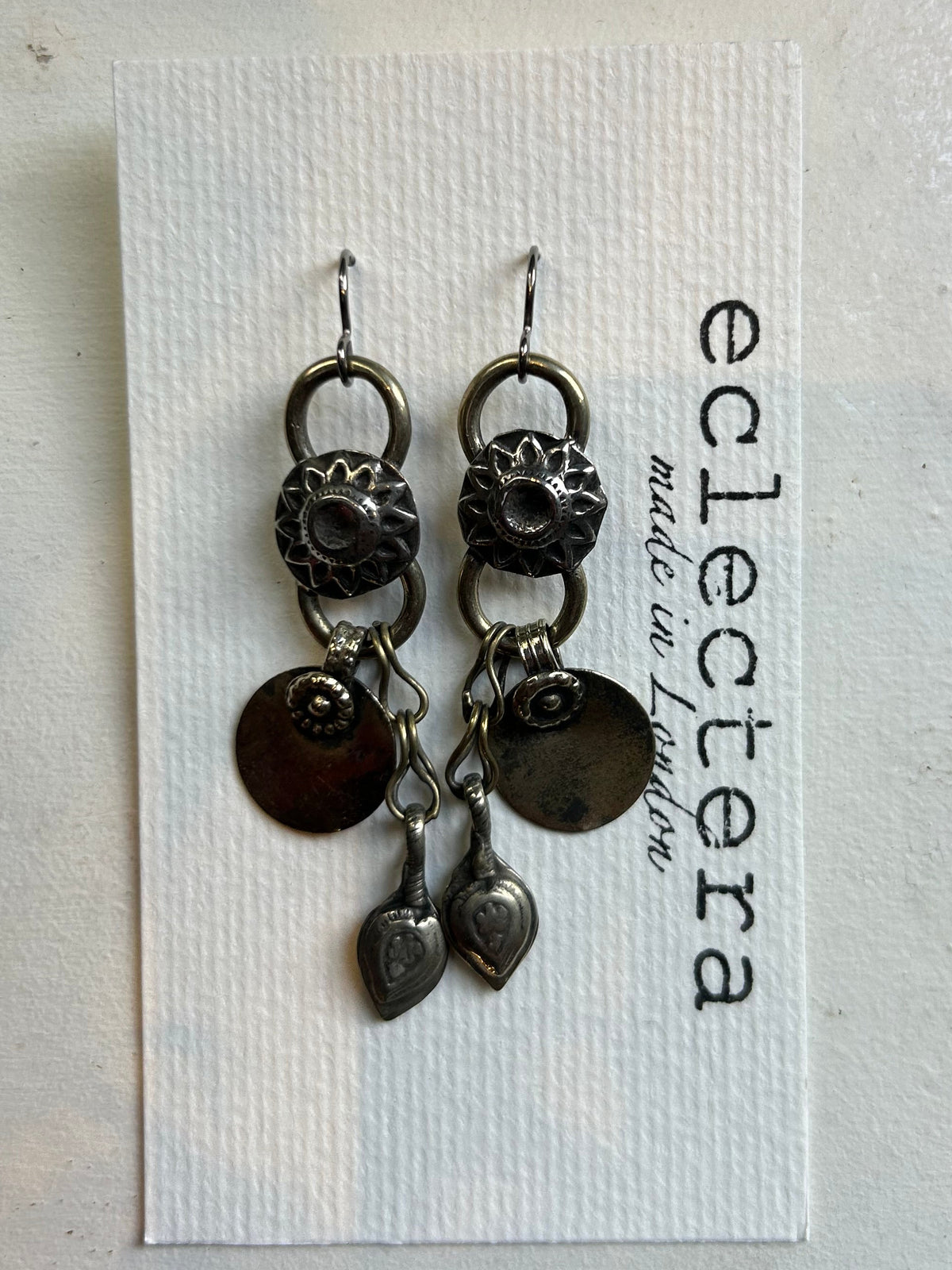 Afghan Earrings by eclectera - Multi metal charms