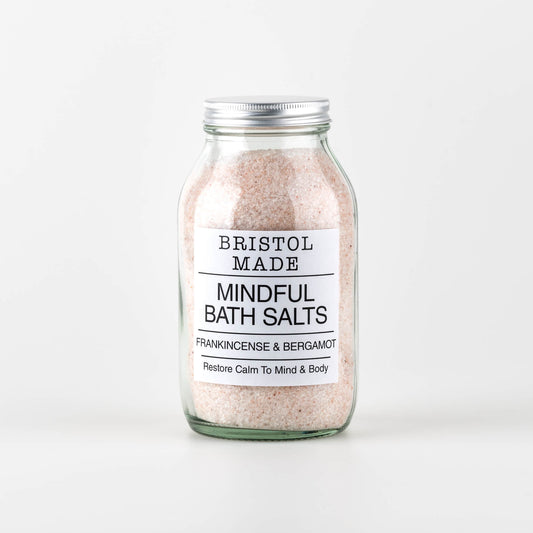 Jar of Bristol Made Mindful Bath Salts on a white background