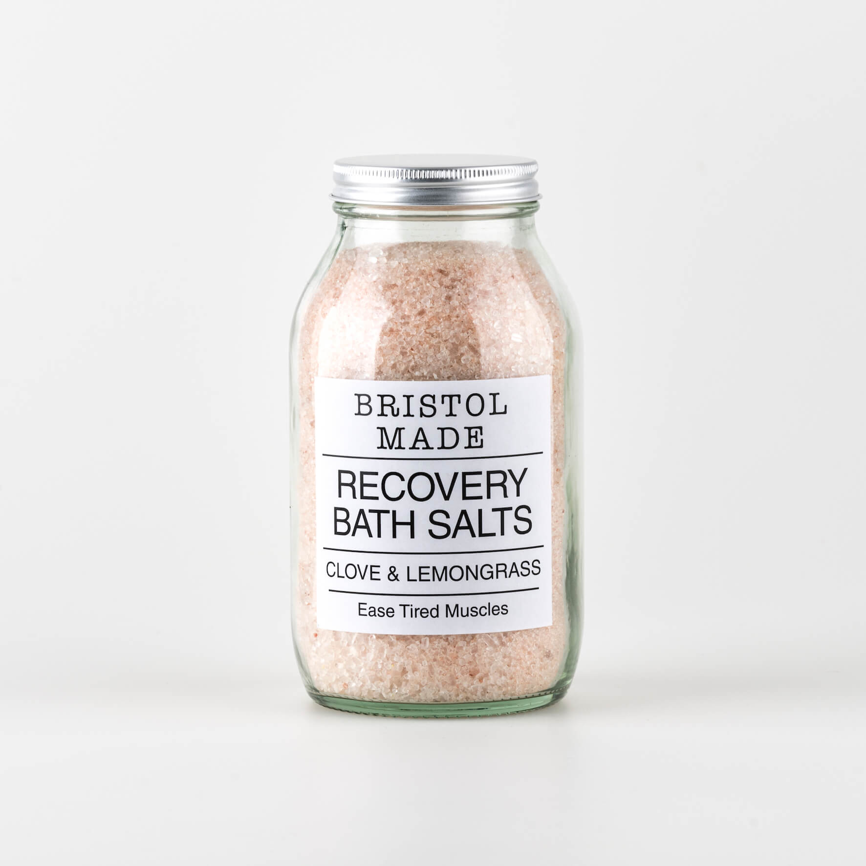 Jar of Bristol Made Recovery Bath Salts on a white background