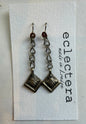 Afghan Earrings by eclectera -Engraved Square chains