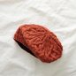 AURA QUE Cable Handknit Wool Jersey Lined Beret Hat