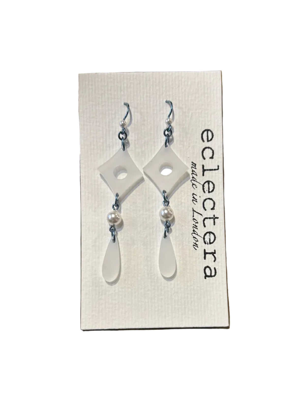 Ada Earrings by eclectera - Geometric recycled acrylic and pearl