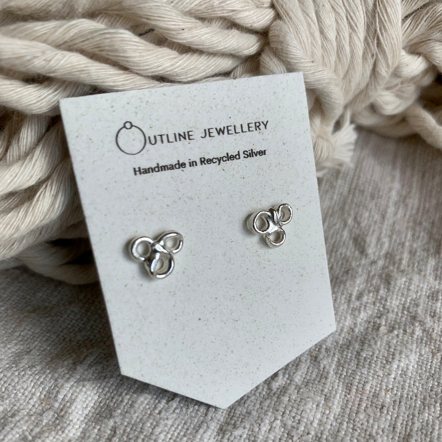 Seafoam Filigree Stud Earrings - Silver- Small by Outline Jewellery