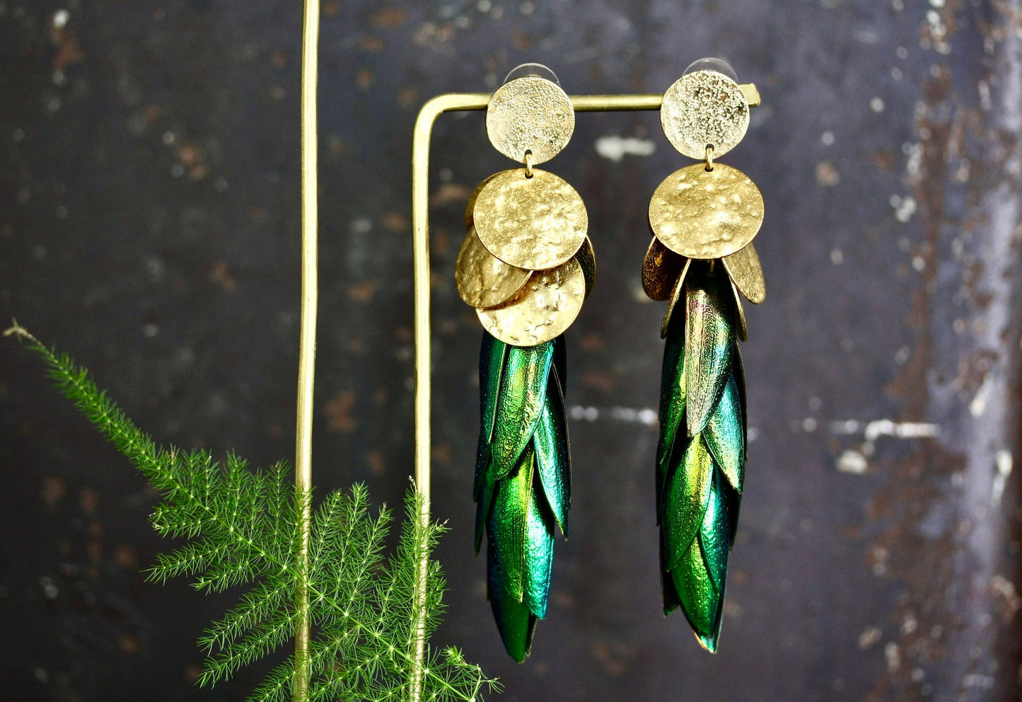 Beetle Wing Earrings - by Palomita Jewellery