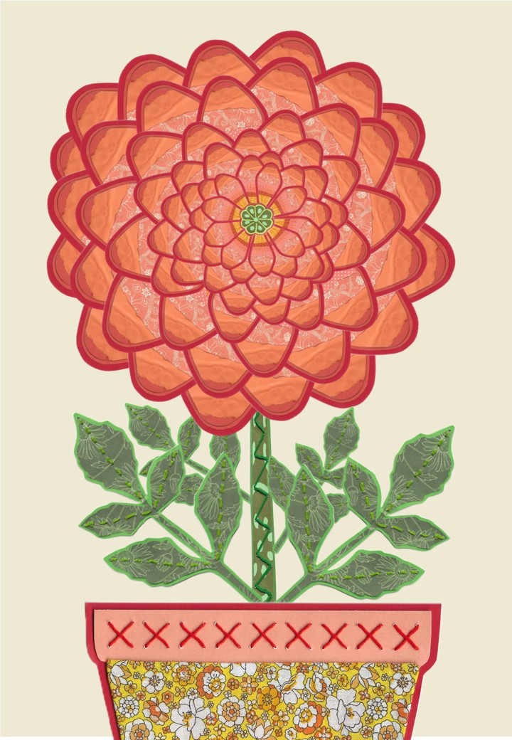 Dahlia Collage Print by The Spring House Crafts
