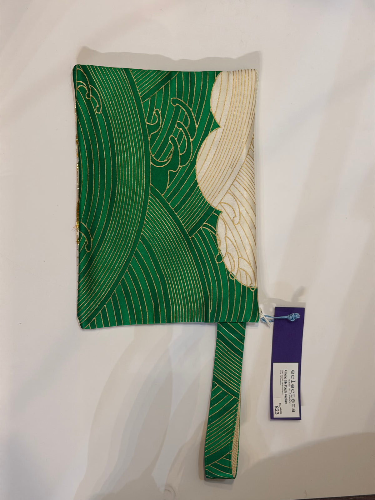 Kimono Silk Pouch Medium by Eclectera-Green White