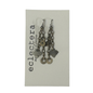 A pair of handmade dangle earrings made of silver-toned chains, key rings, and clover charms, displayed on a light gray card printed with the brand name 'eclectera'.