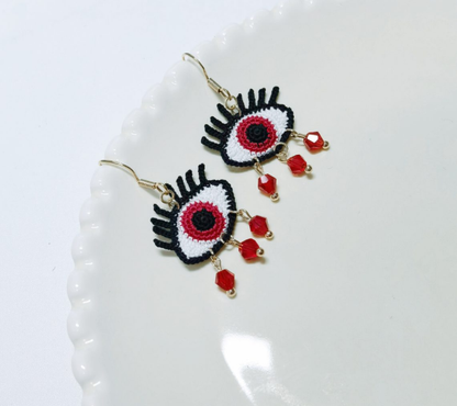Eye Micro Crotchet earrings by Miss Peachy