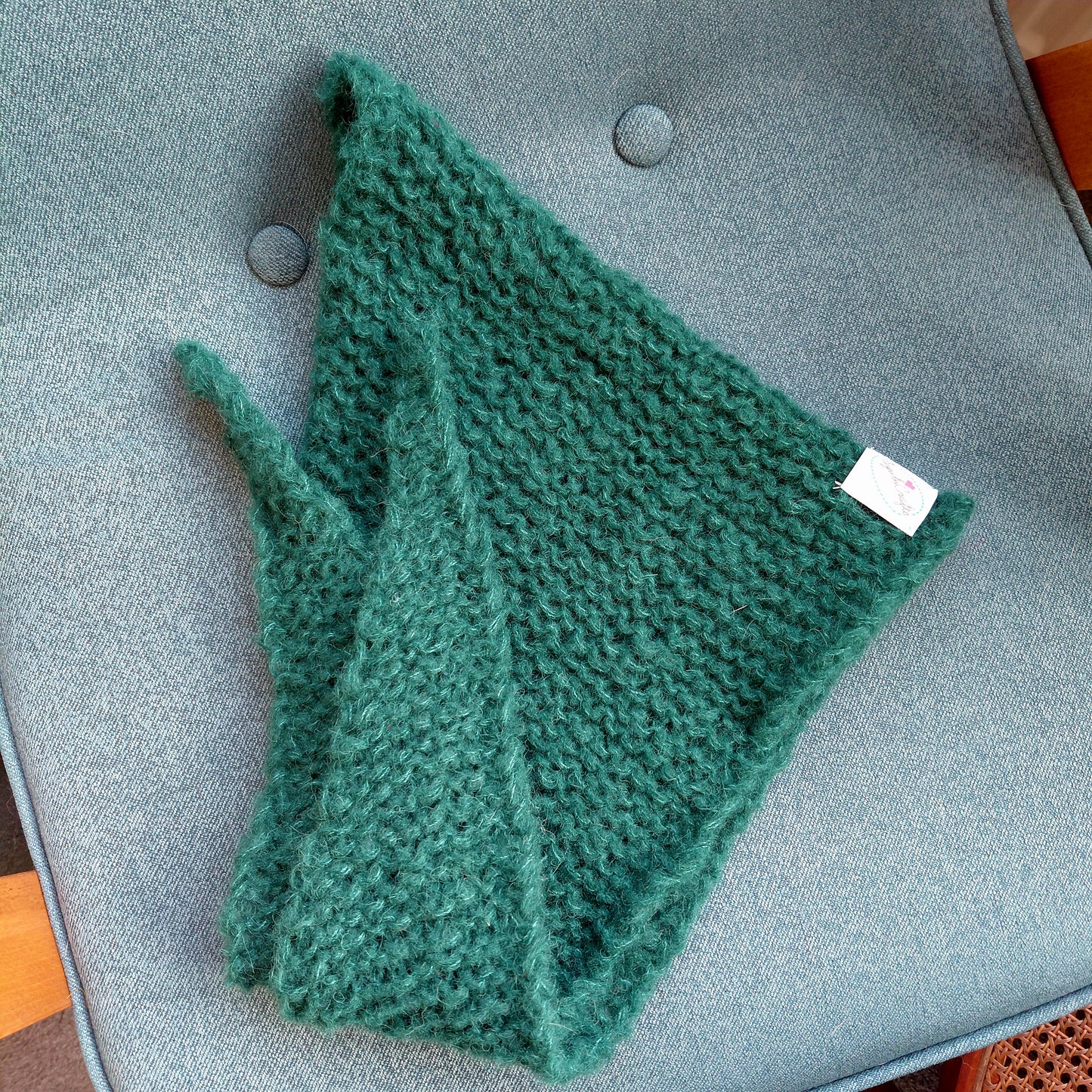 Filomena Triangle Scarf Brushed Alpaca Silk - Bottle Green by Szubi Crafts
