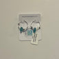 Silver seaglass hoops (Large - Blue With silver beads)