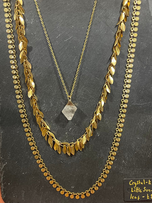 Brass gold little sun necklace - by Palomita Jewellery