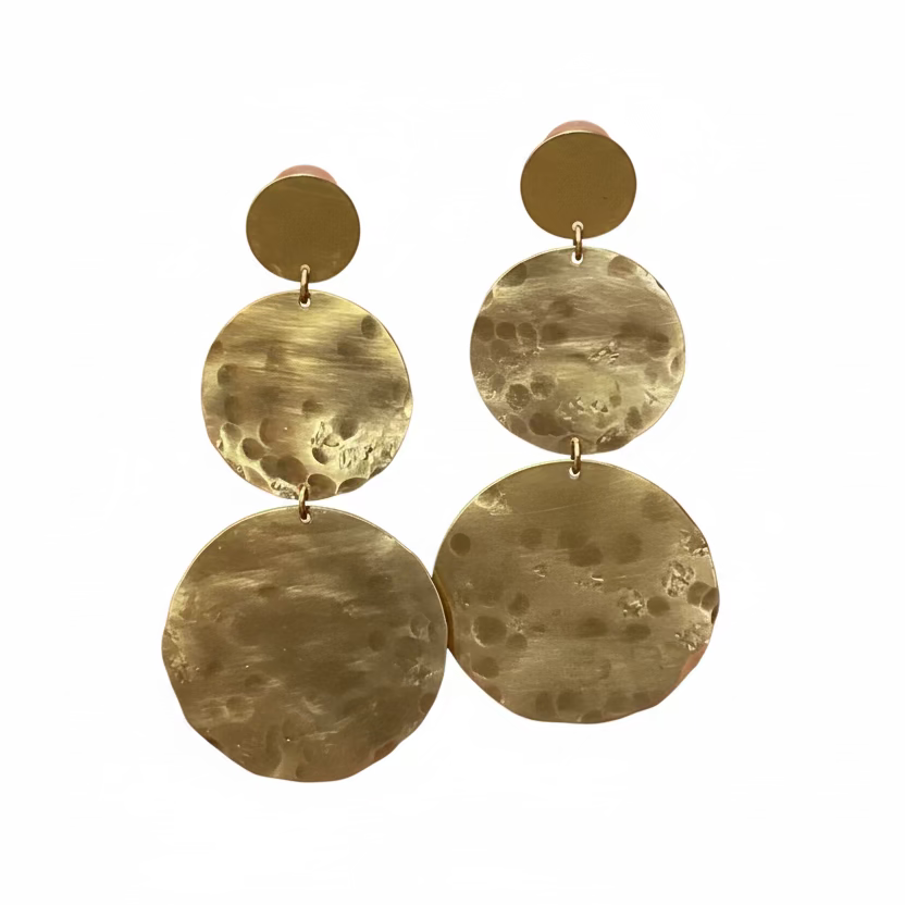 Gold brass rhombus earrings - by Palomita Jewellery