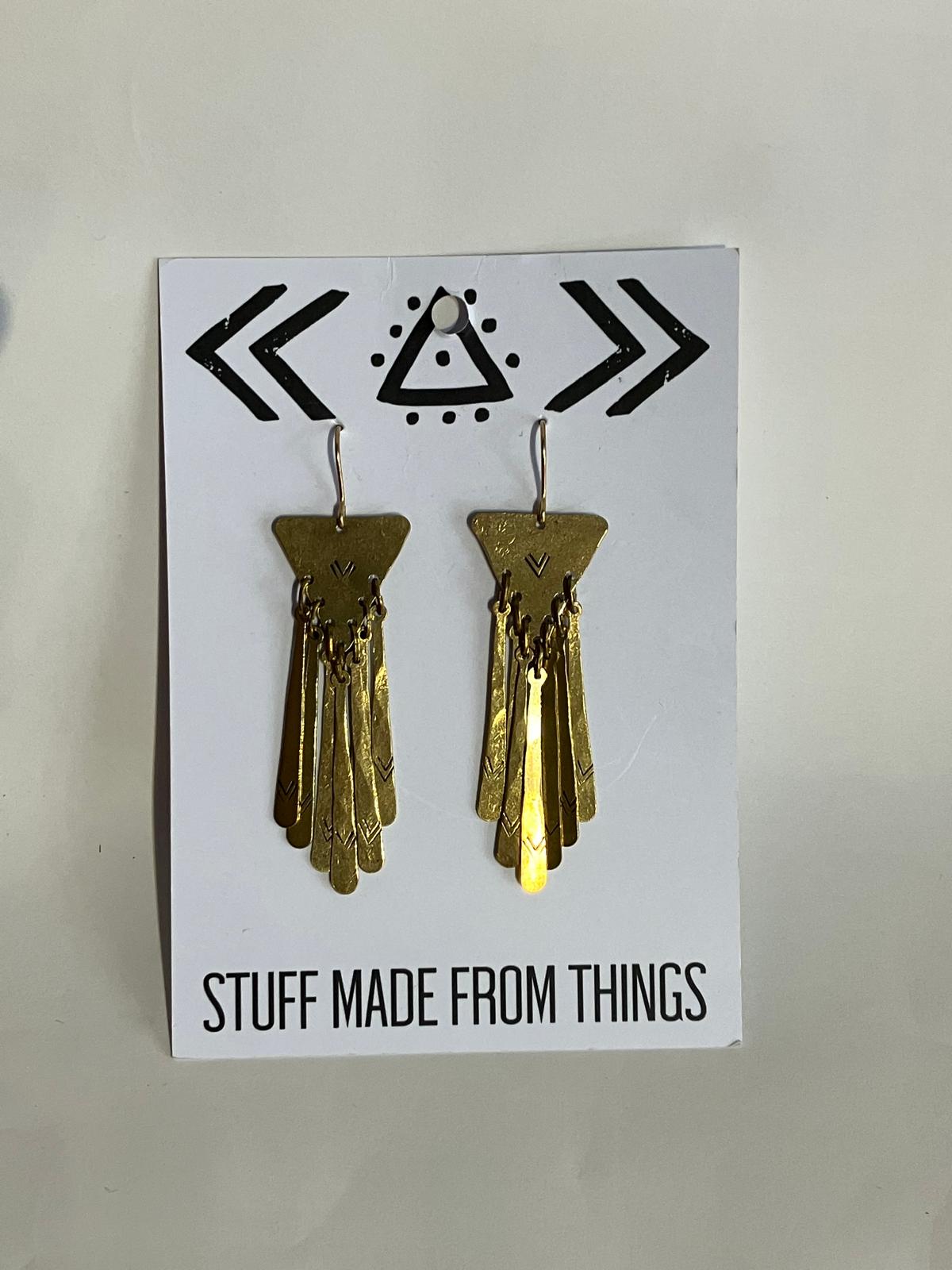 Goddess Raw Brass Chandelier Earrings  - by Stuff Made From Things