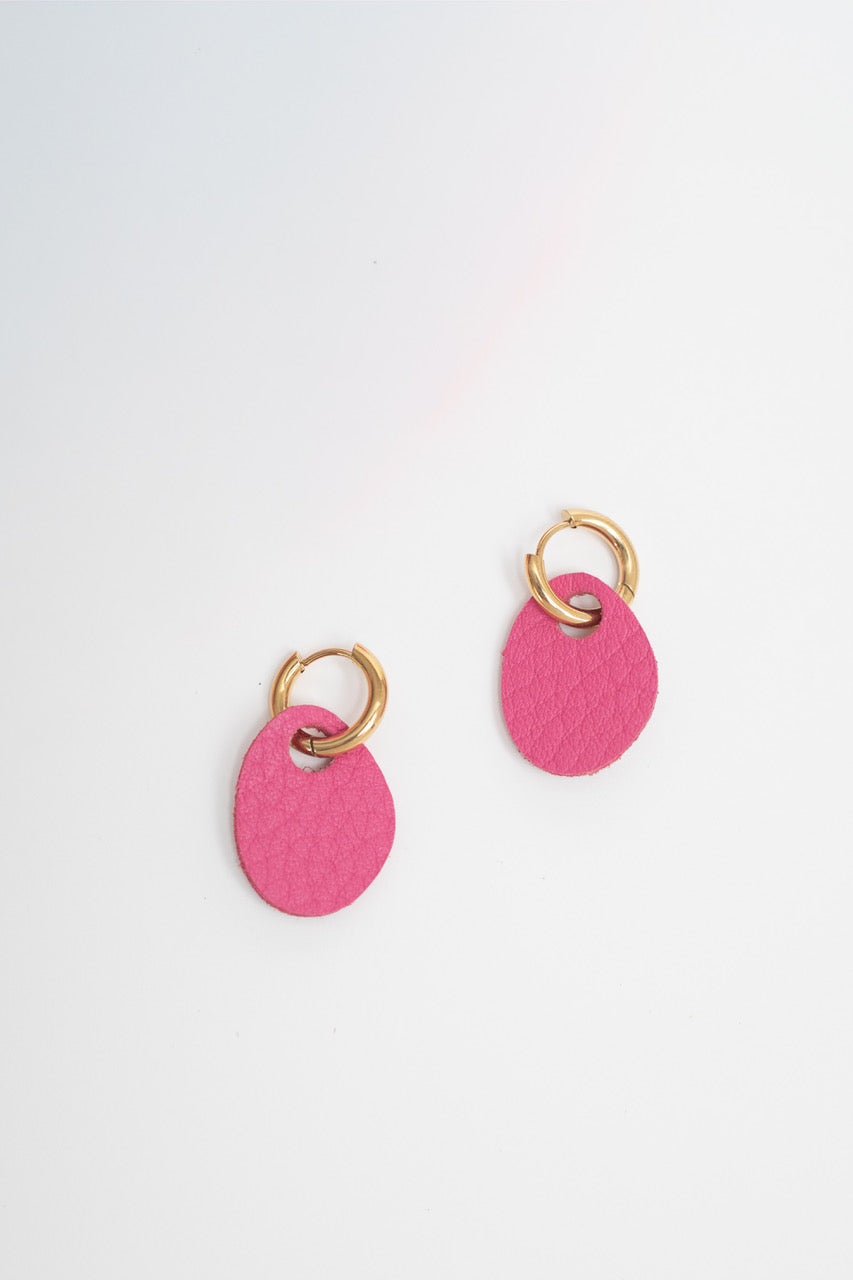 Huggie Leather Hoops - By Luna Design