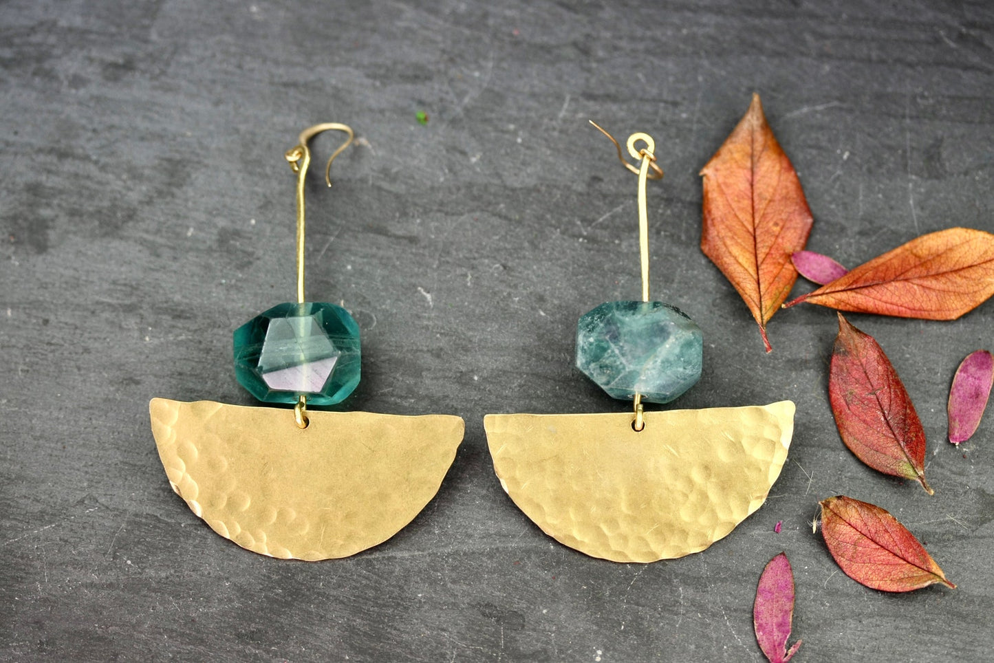 Green Fluorite Earrings - by Palomita Jewellery