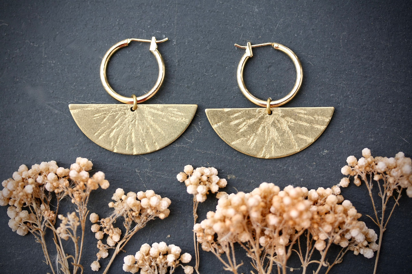 Brass Hoop Dangle Earrings - by Palomita Jewellery