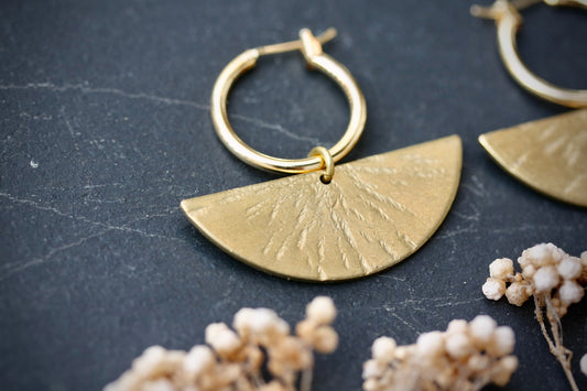 Brass Hoop Dangle Earrings - by Palomita Jewellery